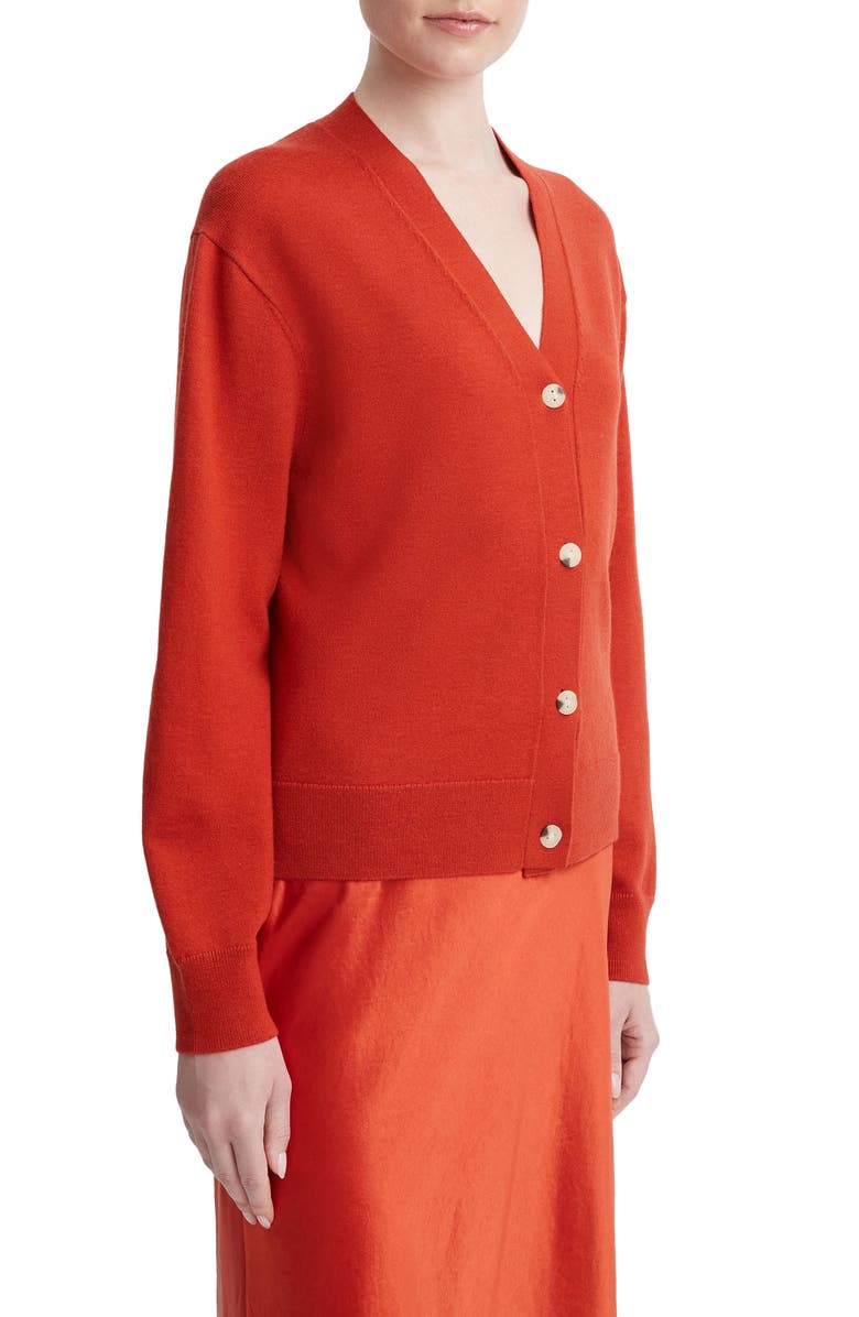 Vince Wool & Cashmere Cardigan, Alternate, color, Vermillion