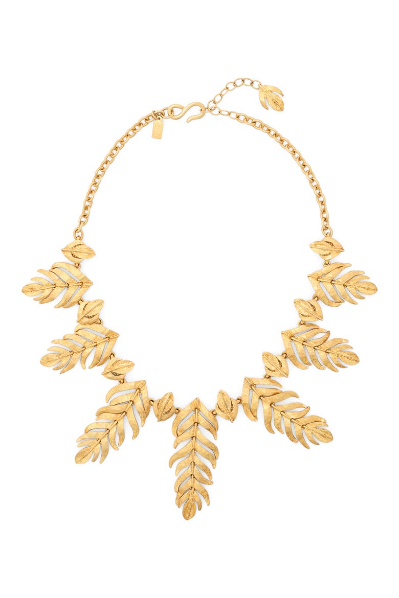 Feather Frontal Necklace, Main, color, GOLD