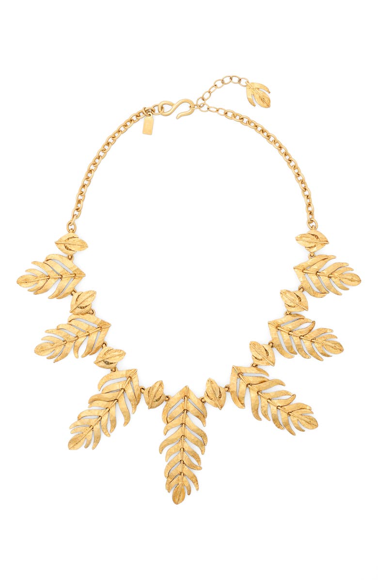Kenneth Jay Lane Feather Frontal Necklace, Main, color, 