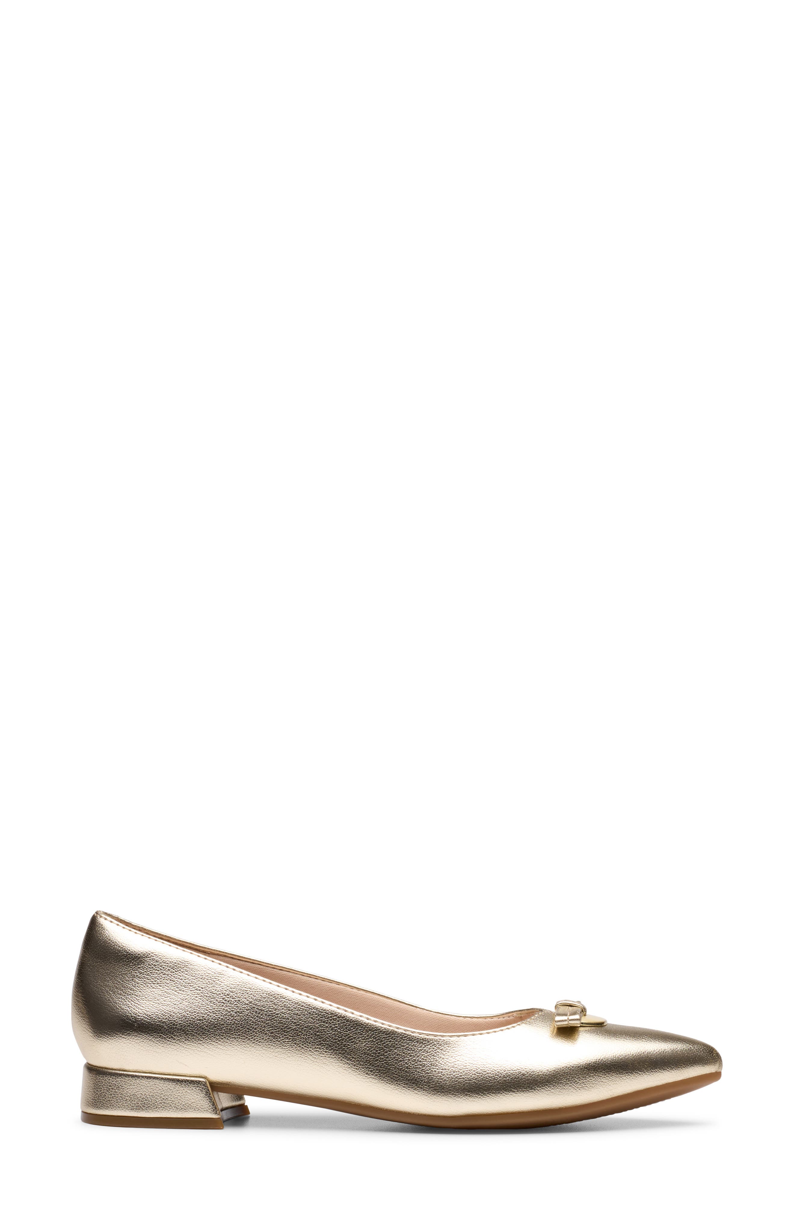 Natalyn Trim Faux Leather Ballet Flat, Alternate, color, GOLD METALLIC