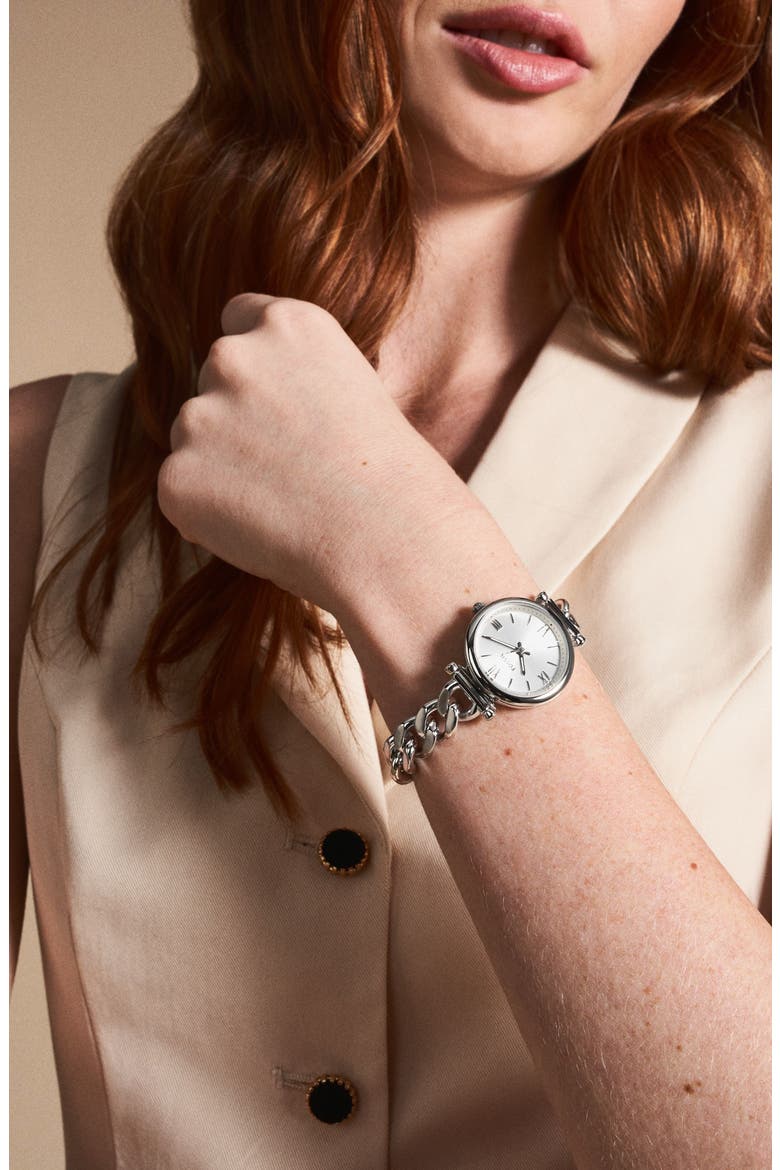 Carlie Mini Bracelet Watch, 28mm, Alternate, color, SILVER