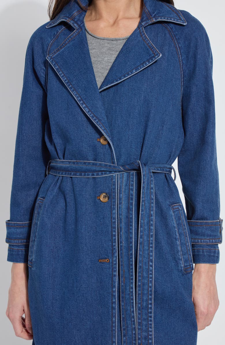 Lysse Paris Denim Trench Coat, Alternate, color, Dark Midwash