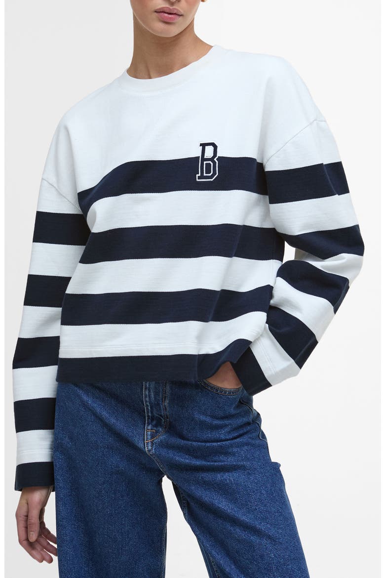 Faye Stripe Sweatshirt, Main, color, CLOUD/ NAVY STRIPE