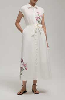 Hunter Midi Button Down Embroideried Shirt Dress