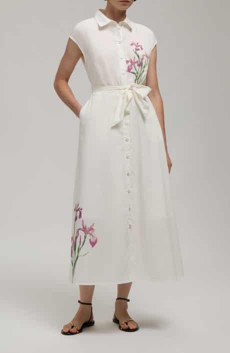 Hunter Midi Button Down Embroideried Shirt Dress