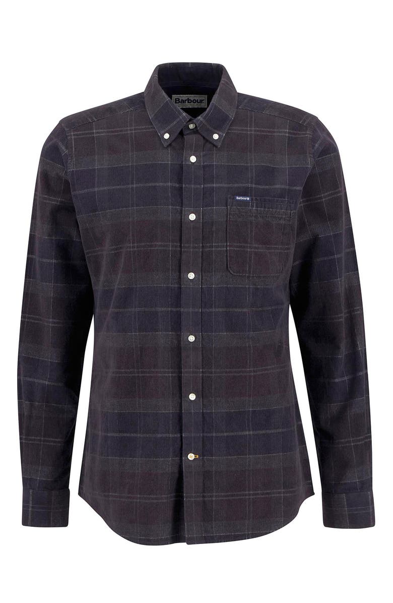 Barbour Blair Tailored Fit Plaid Cotton Corduroy Button-Down Shirt, Alternate, color, Midnight Oak Tartan