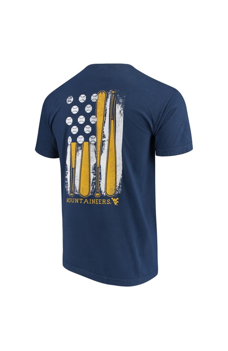 IMAGE ONE Men's Navy West Virginia Mountaineers Baseball Flag Comfort Colors T-Shirt, Alternate, color, 