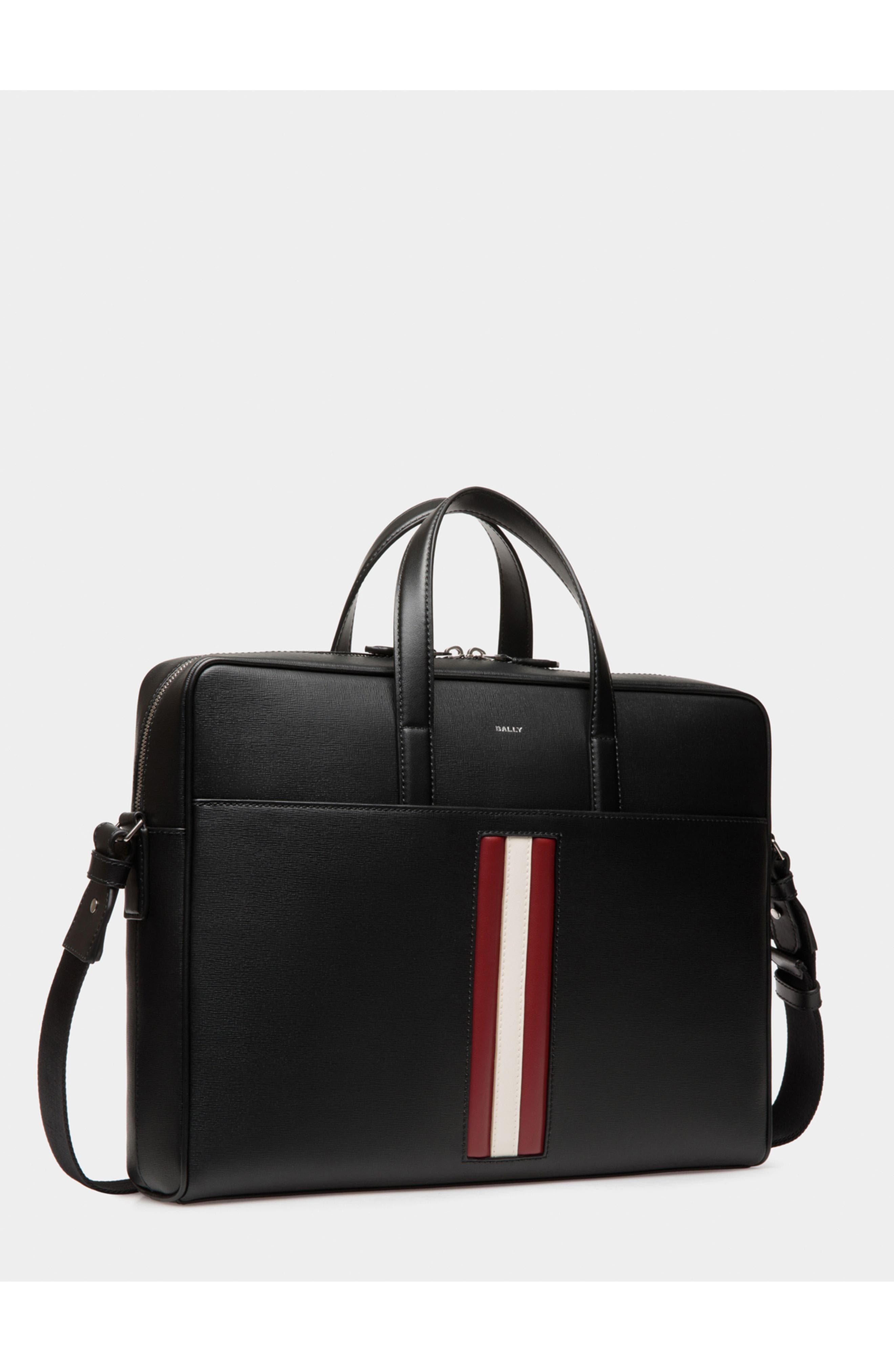 Bally Mythos Briefcase, Alternate, color, Black+Red/Bone+Pall