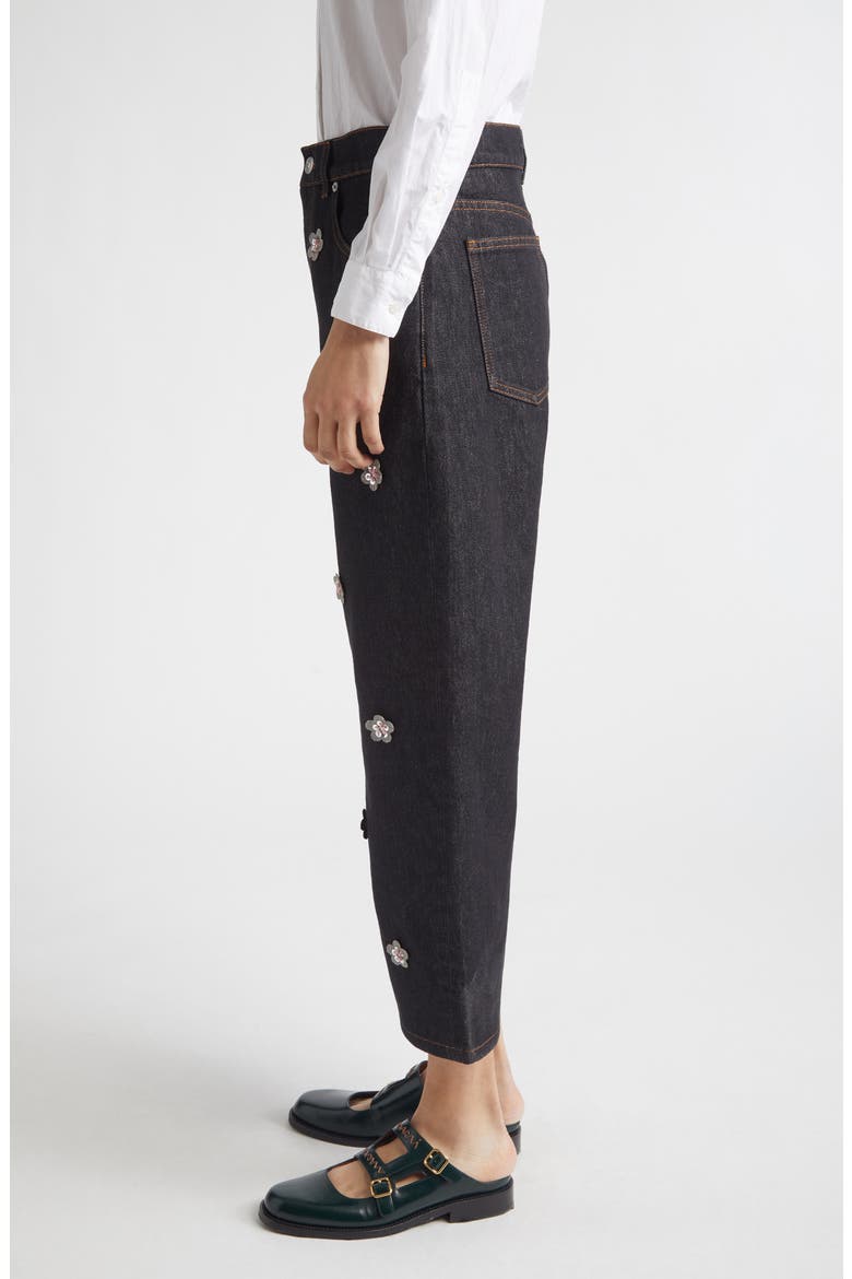 Floral Embellished Stonewashed Carrot Fit Jeans, Alternate, color, EMB99BLUBLACK