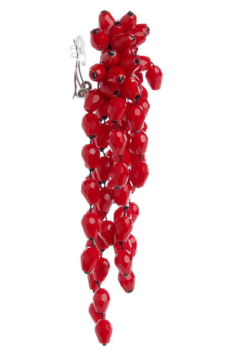 Isabel Marant Hanabi Beaded Clip-On Drop Earrings, Alternate, color, Red/ Silver