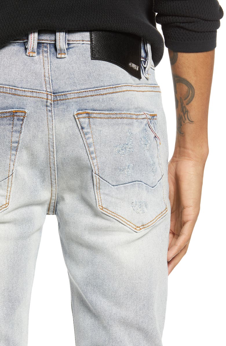 Cult of Individuality Punk Men's Ripped Super Skinny Jeans, Alternate, color, Bleach