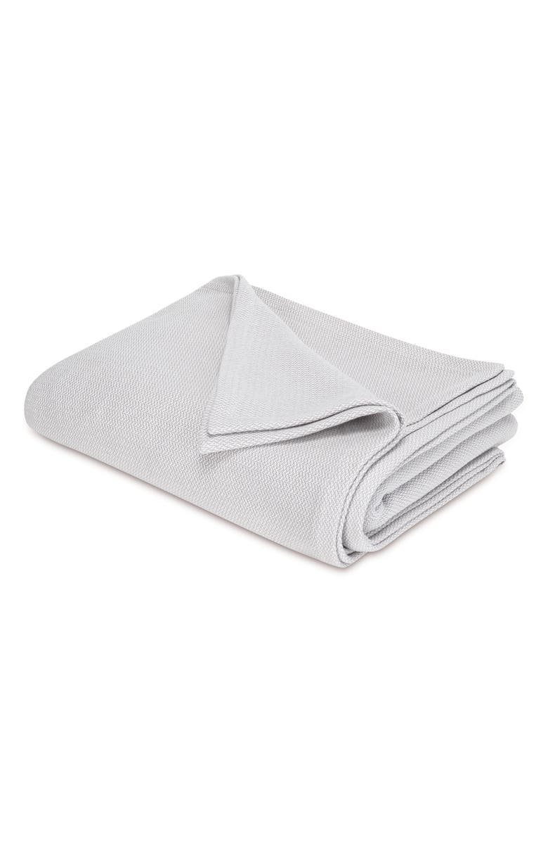 Matouk Costa Mesa Cotton Knit Blanket, Main, color, Silver