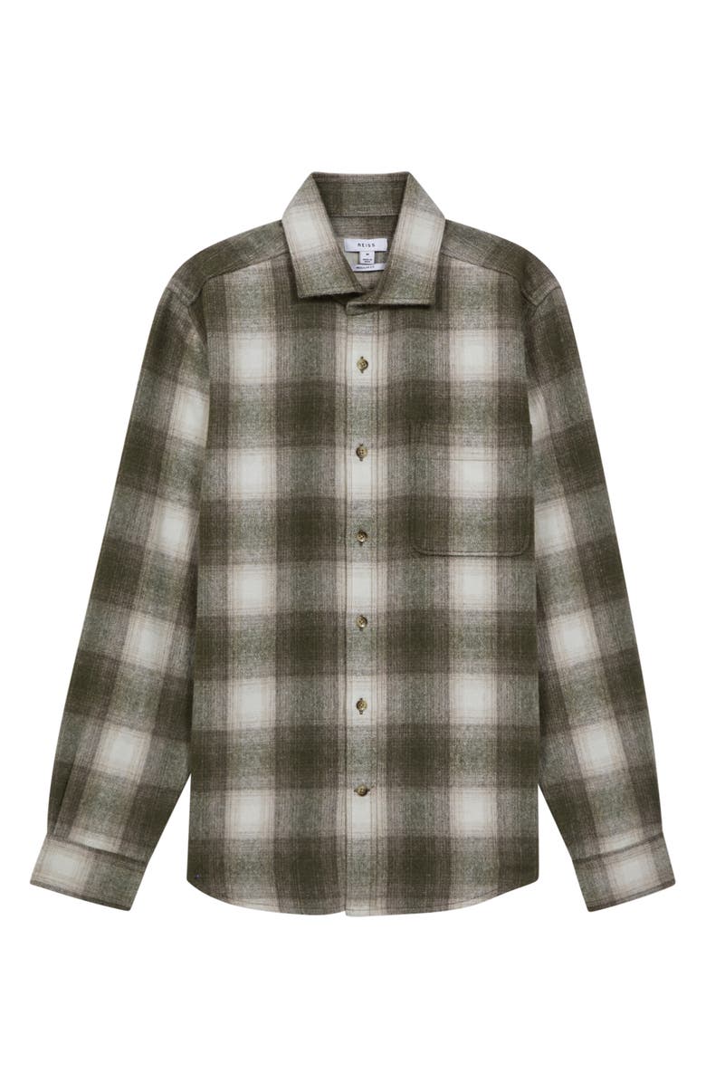 Reiss Novelli Plaid Wool Blend Button-Up Shirt, Alternate, color, 