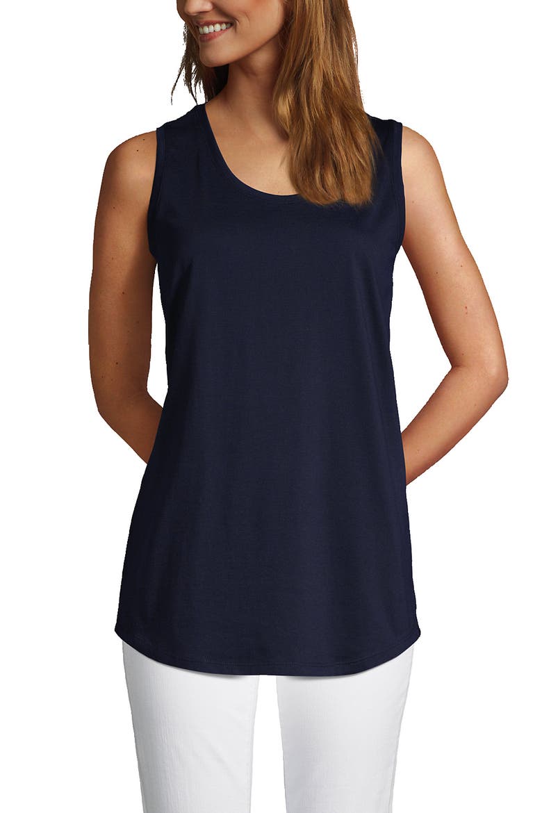 Supima Cotton Tunic Tank Top, Main, color, Radiant Navy
