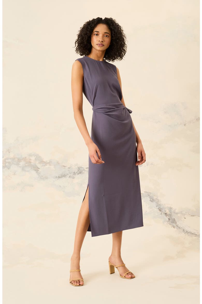 Side Tie Sleeveless Dress, Alternate, color, GRAYSTONE