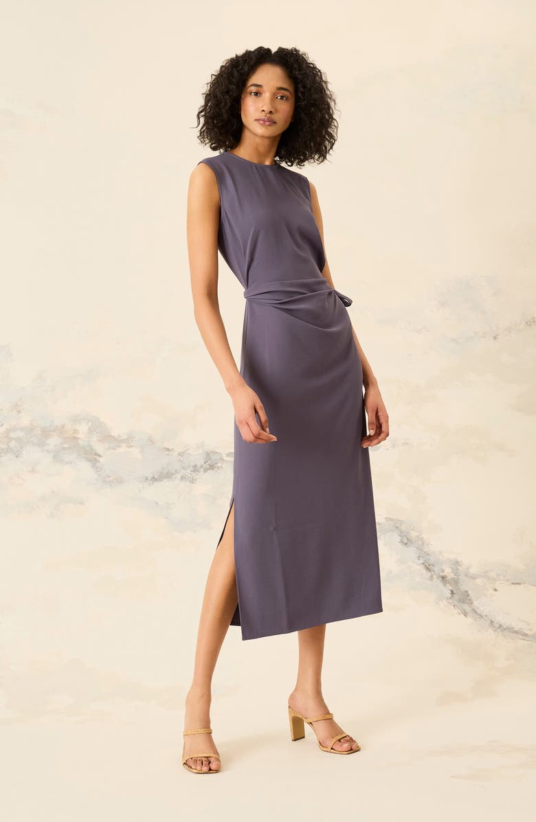 Luxely Side Tie Sleeveless Dress, Alternate, color, Graystone