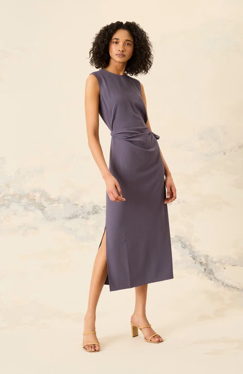 Luxely Side Tie Sleeveless Dress In Blue