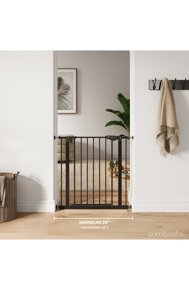 Comfy Cubs Baby Safety Gate with 3 Extensions, Alternate, color, Black