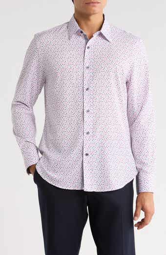 CONSTRUCT Slim Fit Dot Stretch Button-Up Shirt