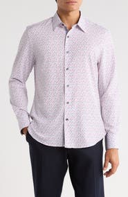 CONSTRUCT Slim Fit Dot Stretch Button-Up Shirt
