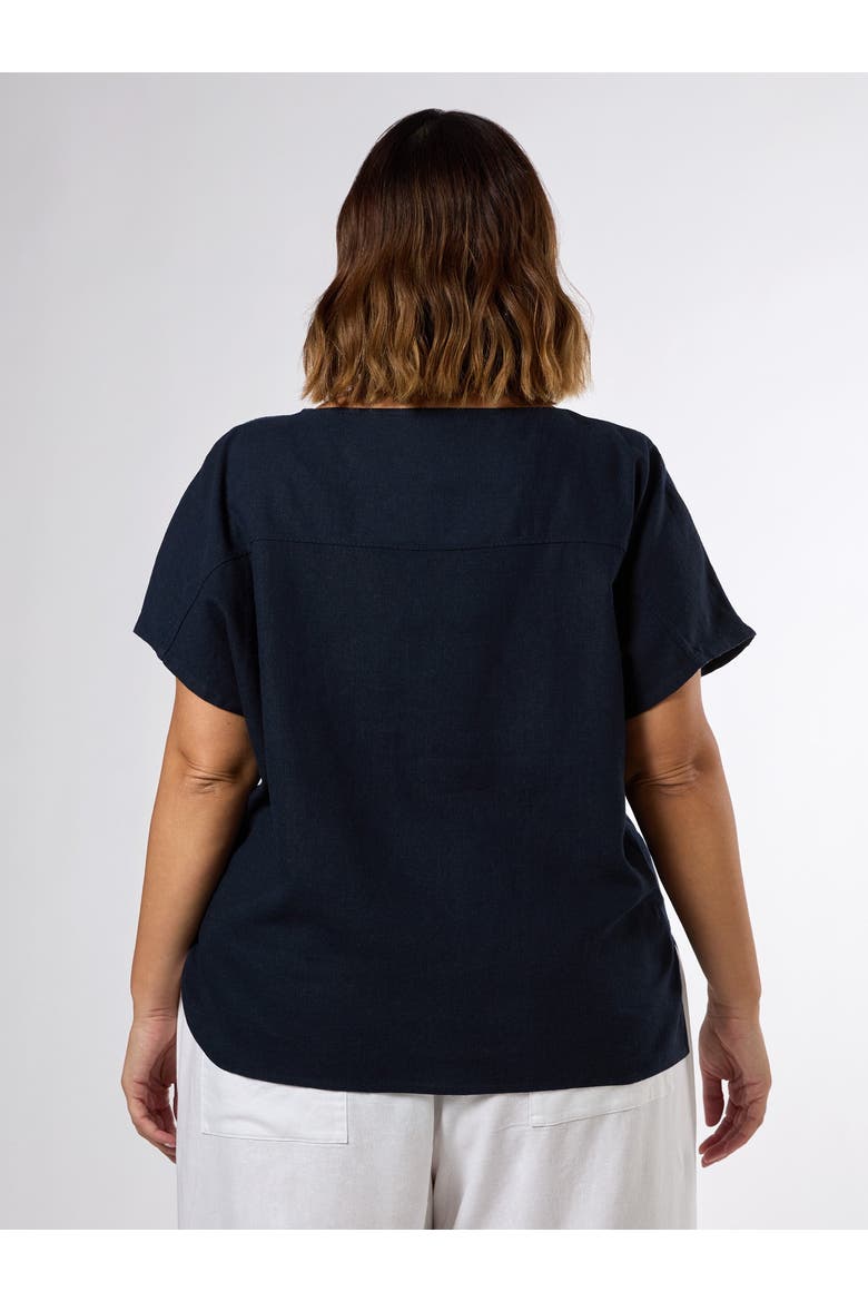 Linen Seamed Detail Top, Alternate, color, Navy