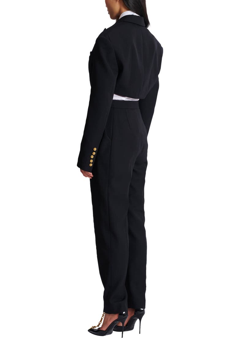 Cropped grain de poudre jacket, Alternate, color, black