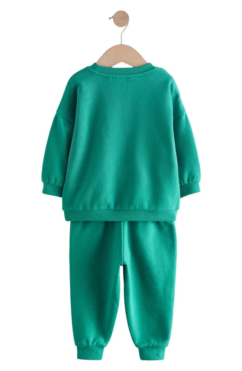 NEXT Kids' Construction Cotton Blend Sweatshirt & Sweatpants Set, Alternate, color, Green