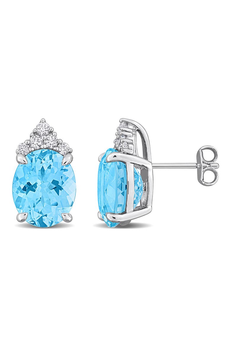 Sky Blue Topaz Stud Earrings, Main, color, BLUE