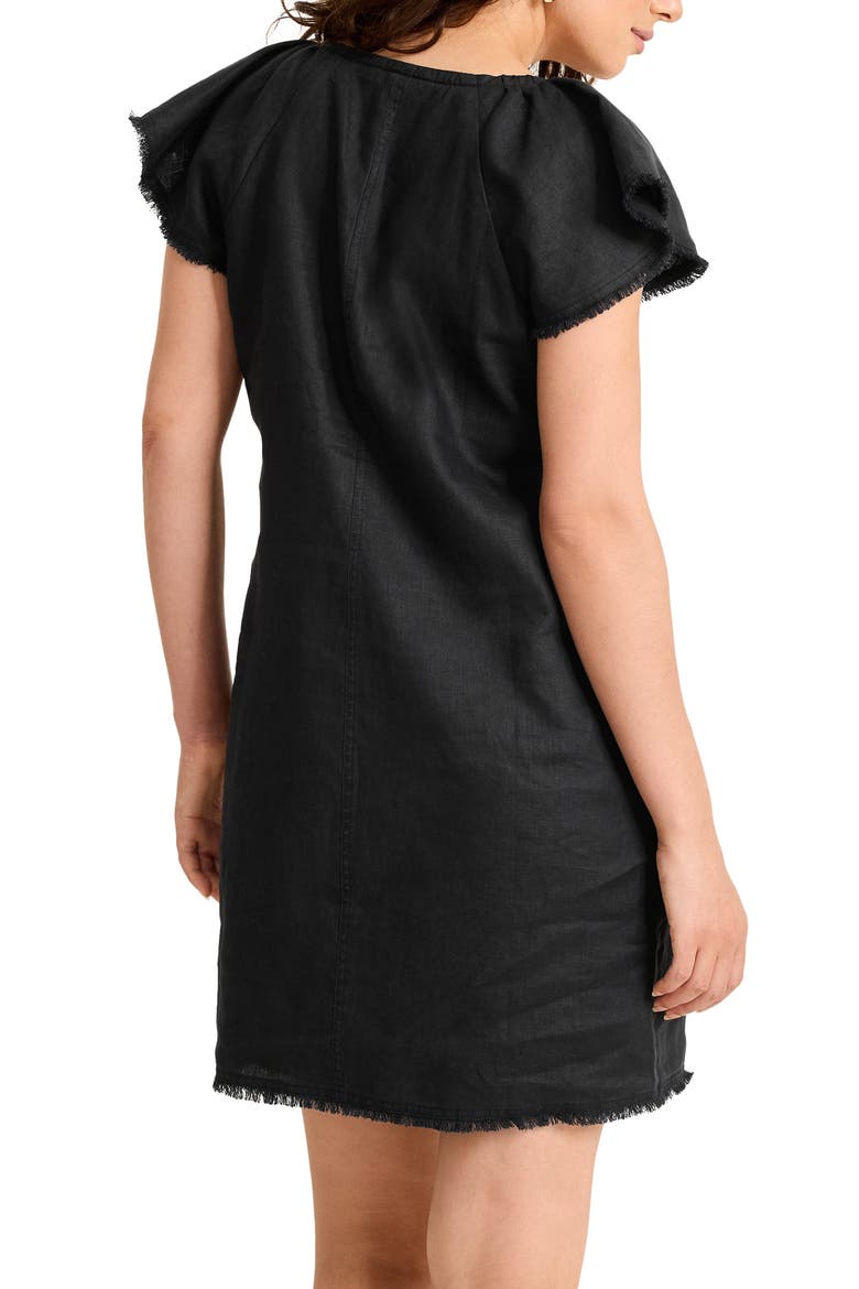 Two Palms Flutter Sleeve Linen Shift Minidress, Alternate, color, BLACK