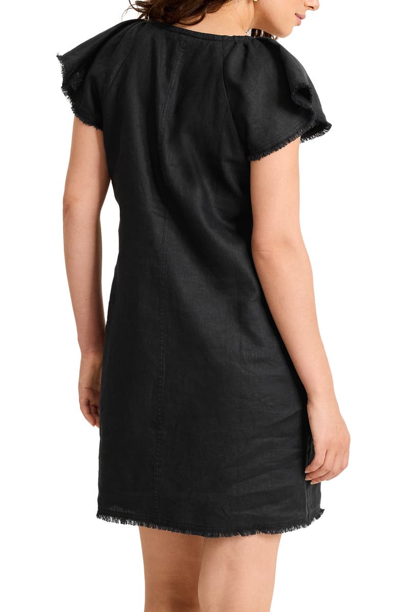 Tommy Bahama Two Palms Flutter Sleeve Linen Shift Minidress, Alternate, color, Black
