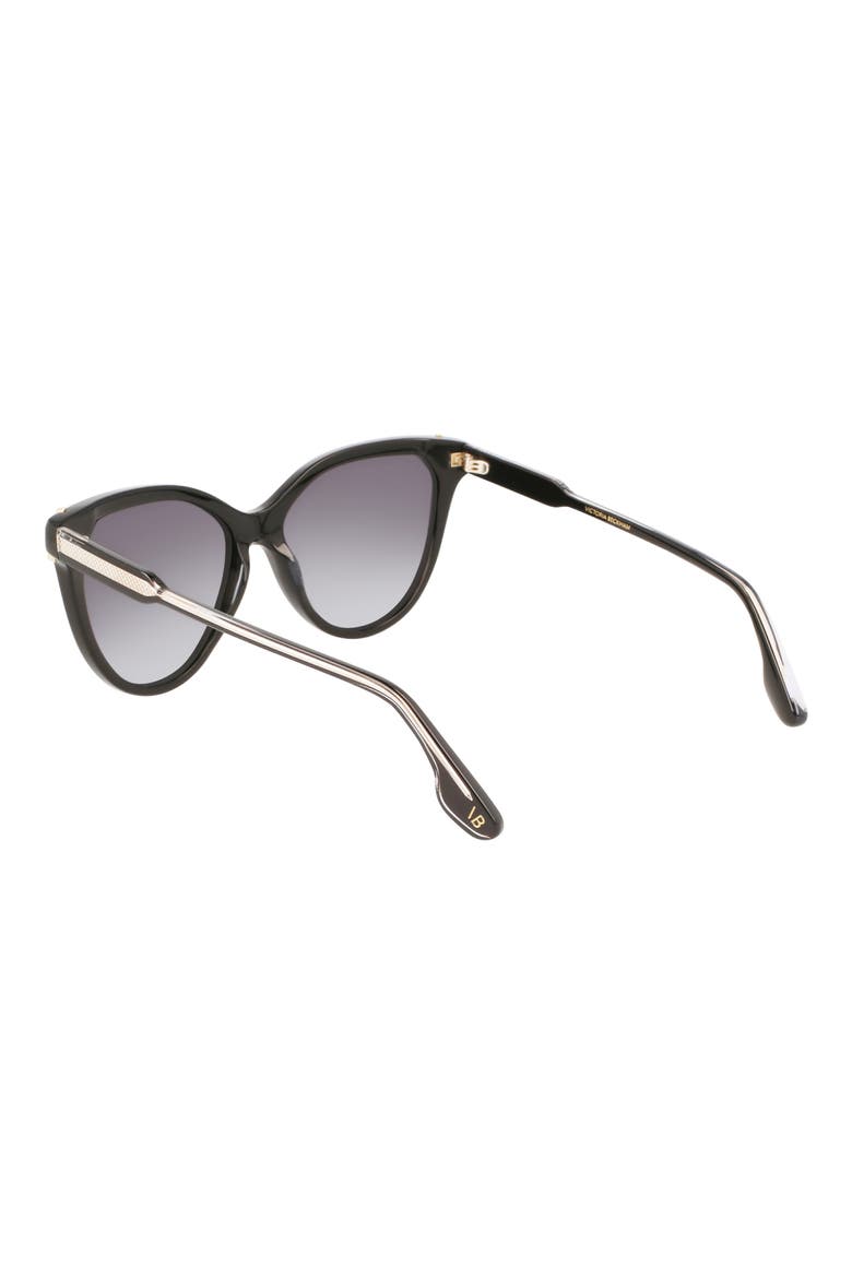 Guilloché 57mm Gradient Cat Eye Sunglasses, Alternate, color, BLACK