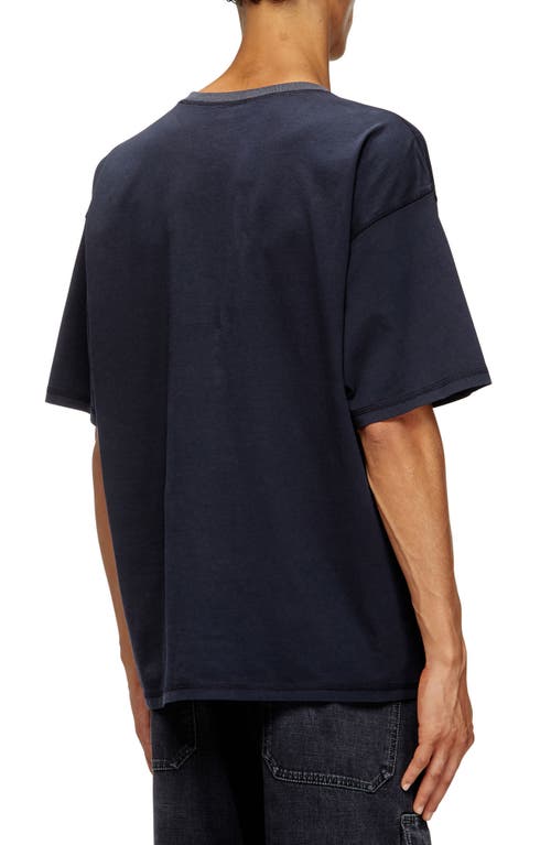 Diesel Cotton T-shirt With Oval D Print In Blue