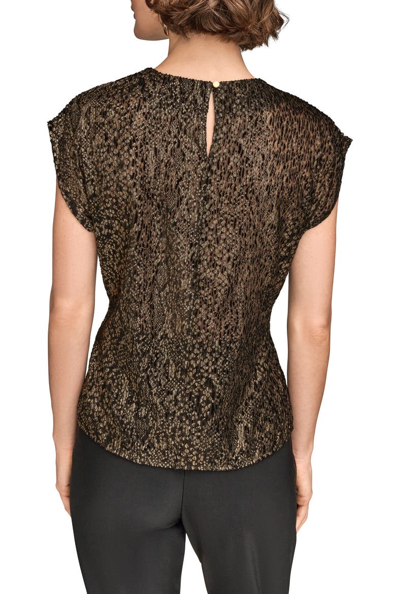 Metallic Cap Sleeve Top, Alternate, color, BLACK/ GOLD