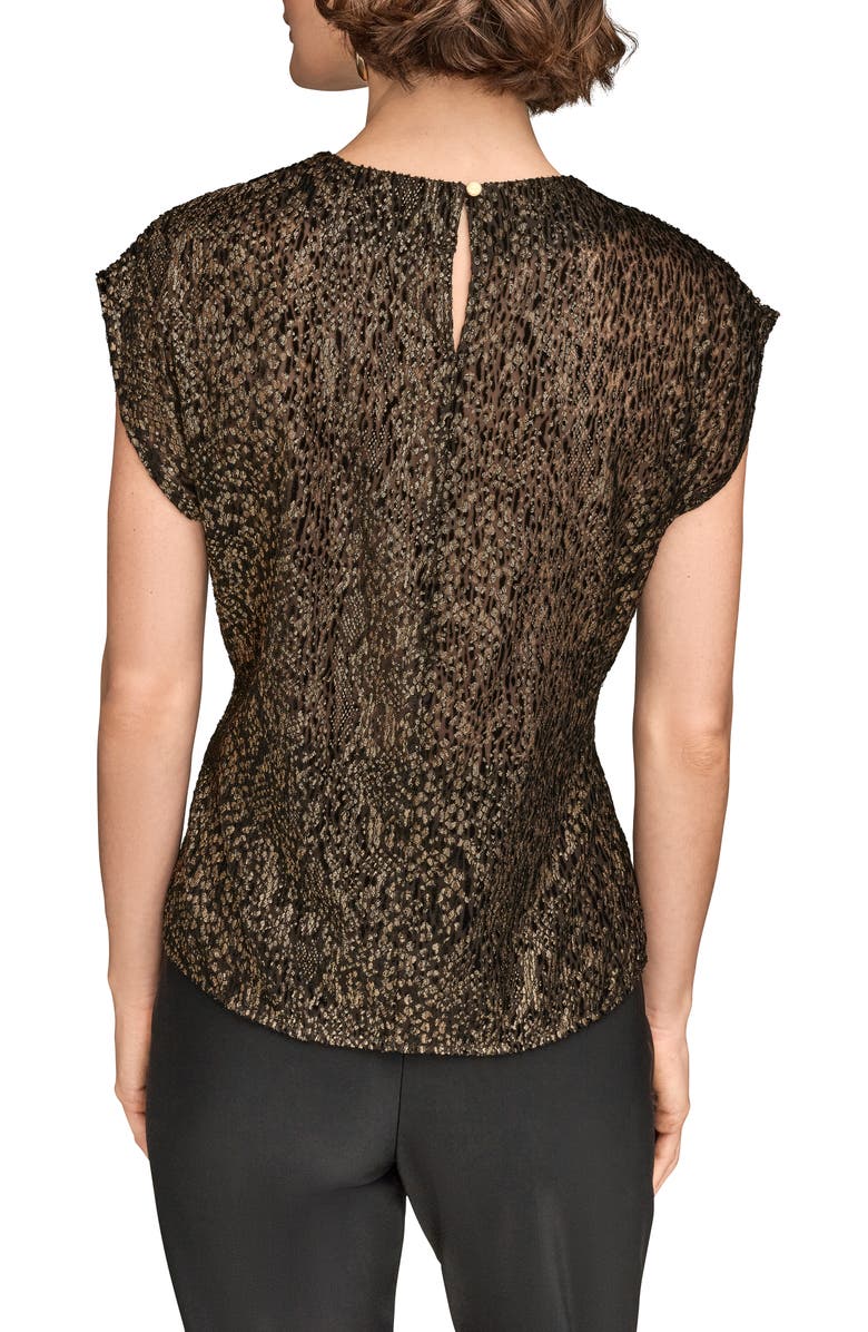 Donna Karan New York Metallic Cap Sleeve Top, Alternate, color, Black/ Gold