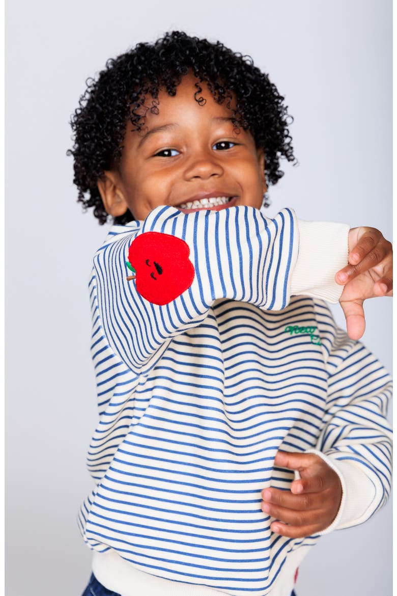 Kids' New York City Stripe Fleece Sweatshirt, Alternate, color, NATURAL/ BLUE STRIPES