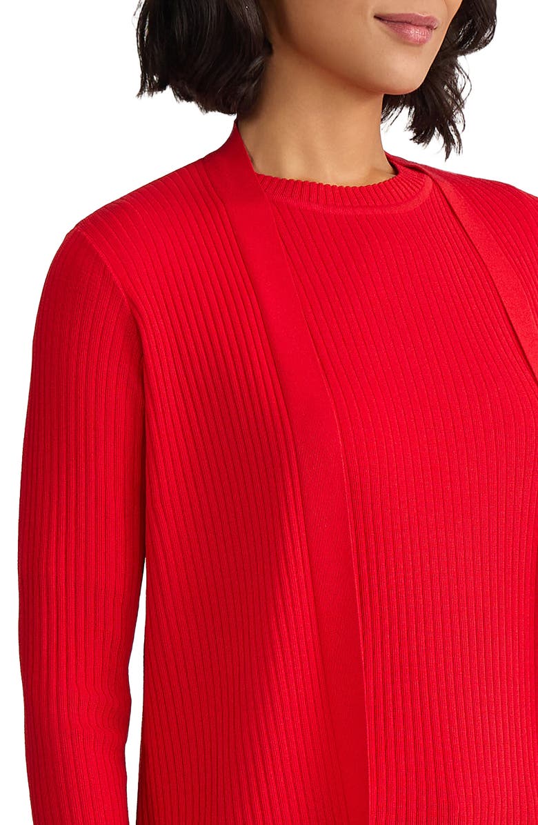 Jones New York Sutton Open Front Rib Cardigan, Alternate, color, Rouge