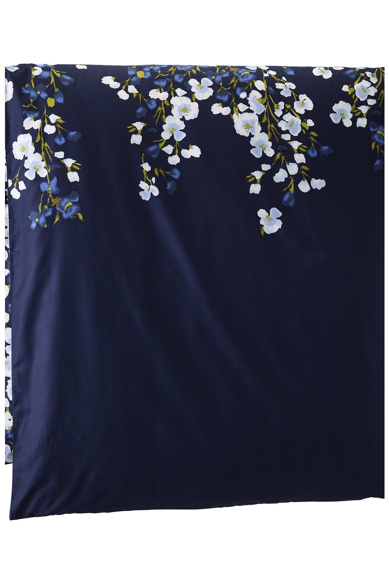 400 Thread Count Premium Supima Cotton No Iron Sateen Duvet Bed Cover, Alternate, color, Deep Sea Navy Floral
