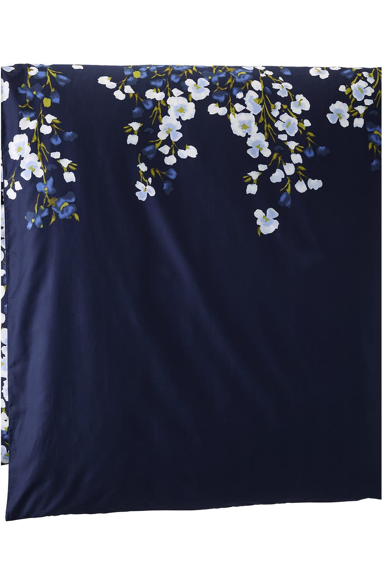 Lands' End 400 Thread Count Premium Supima Cotton No Iron Sateen Duvet Bed Cover, Alternate, color, Deep Sea Navy Floral