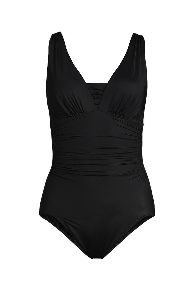 Plus Size New SlenderSuit Grecian Adjustable Low Leg One Piece, Alternate, color, Black