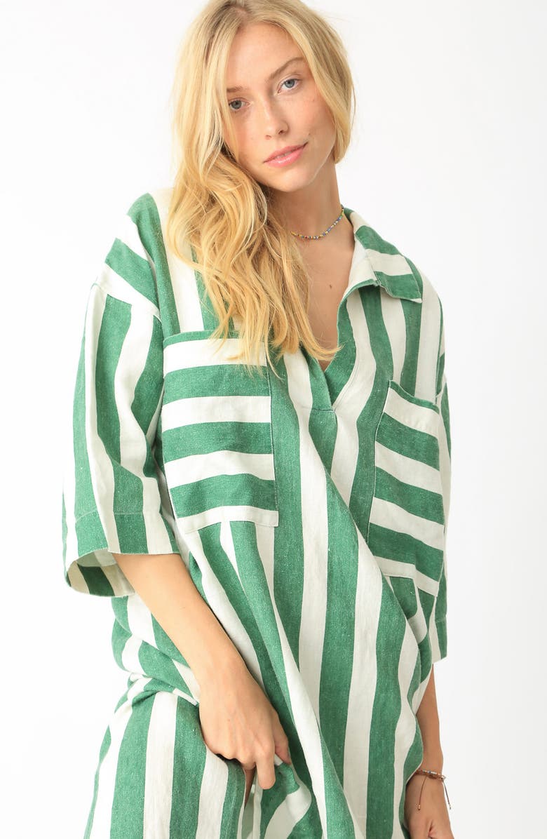 Electric & Rose Mary Cabana Stripe Linen Midi Dress, Alternate, color,