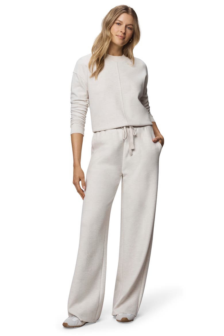 Winslow Tie Waist Wide Leg Sweatpants, Alternate, color, PALE OAK HEATHER