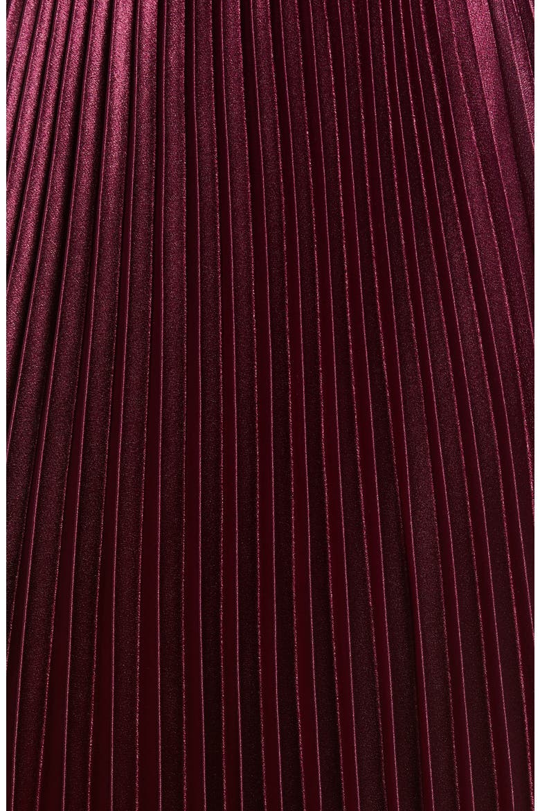 Pleated Satin Midi Skirt, Alternate, color, MERLOT