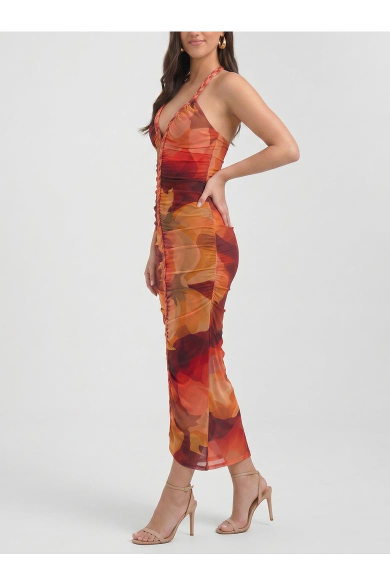 Thalassa Printed Mesh Dress, Alternate, color, Orange Floral