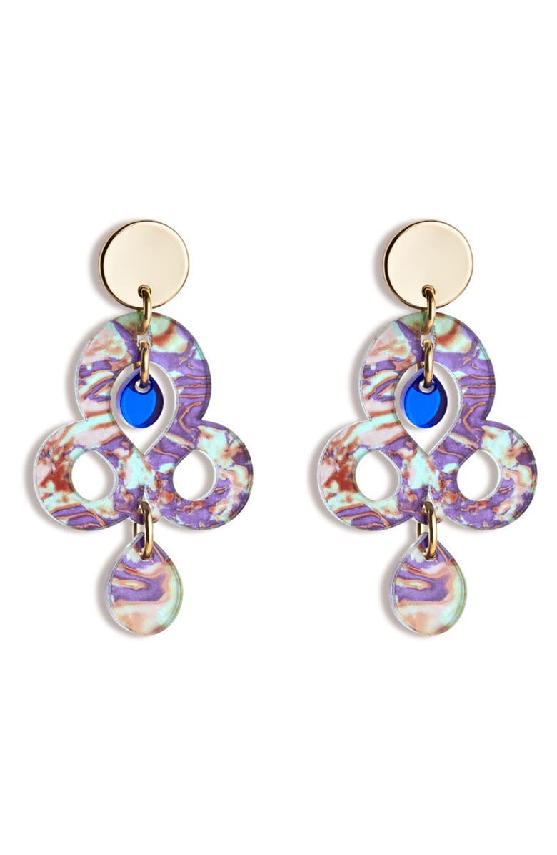 Toolally Mini Batik Earrings - Blue Splatter, Main, color, Blue Splatter