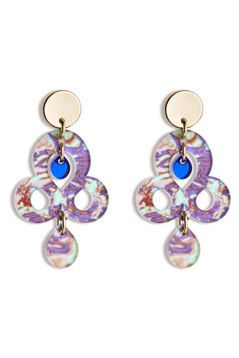 Mini Batik Earrings - Blue Splatter