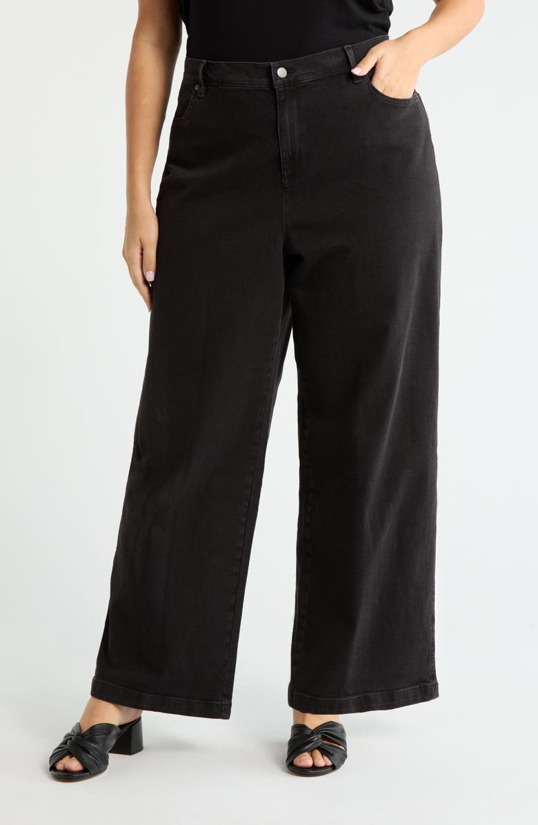 Eileen Fisher Wide Leg Jeans, Main, color, Black