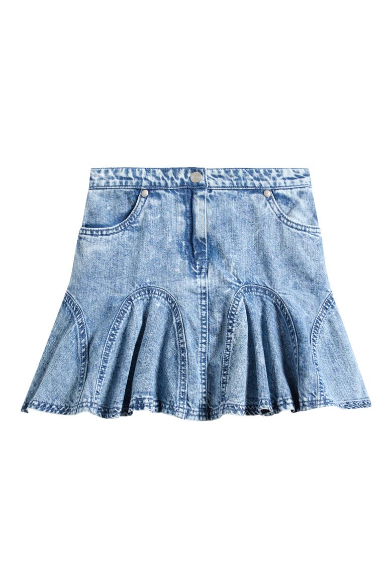 Kids' Denim Godet Skirt, Main, color, BLUE