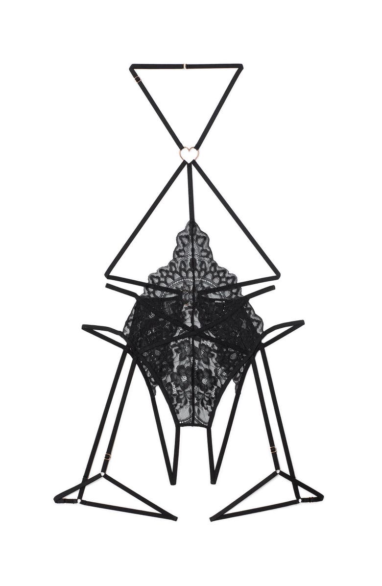 Adore Me Tiah Playsuit Lingerie, Alternate, color, Black