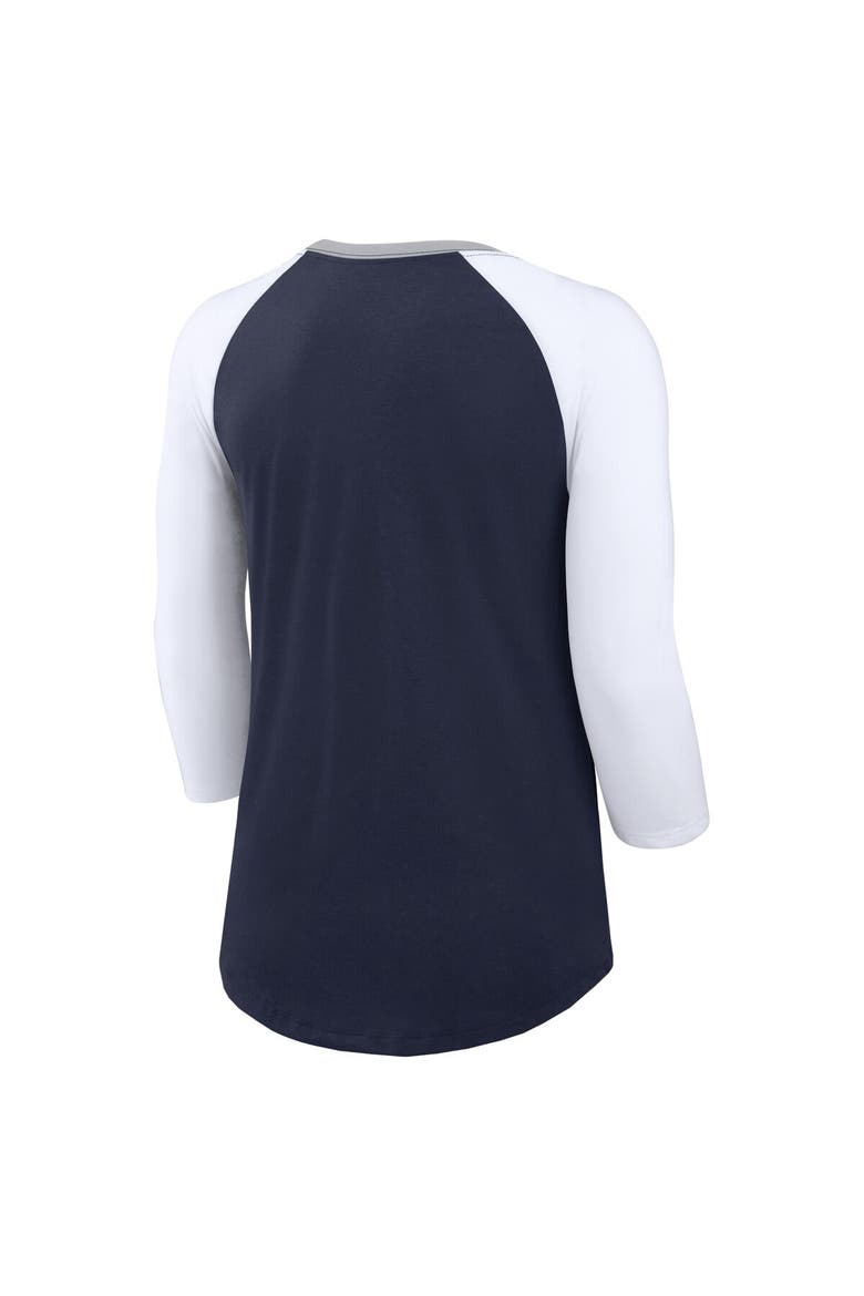 Women's Nike Navy/White Dallas Cowboys Knockout Arch Raglan Tri-Blend 3/4-Sleeve T-Shirt, Alternate, color, Navy