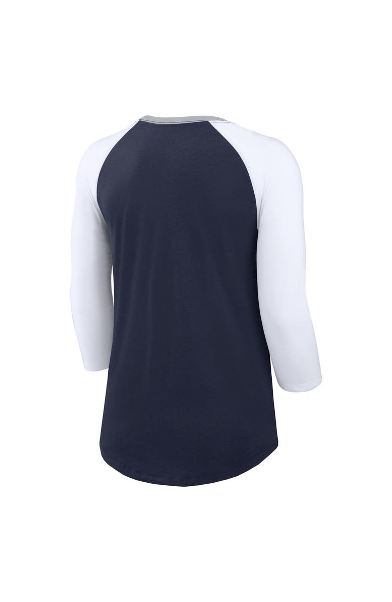 Nike Women's Nike Navy/White Dallas Cowboys Knockout Arch Raglan Tri-Blend 3/4-Sleeve T-Shirt, Alternate, color, Navy